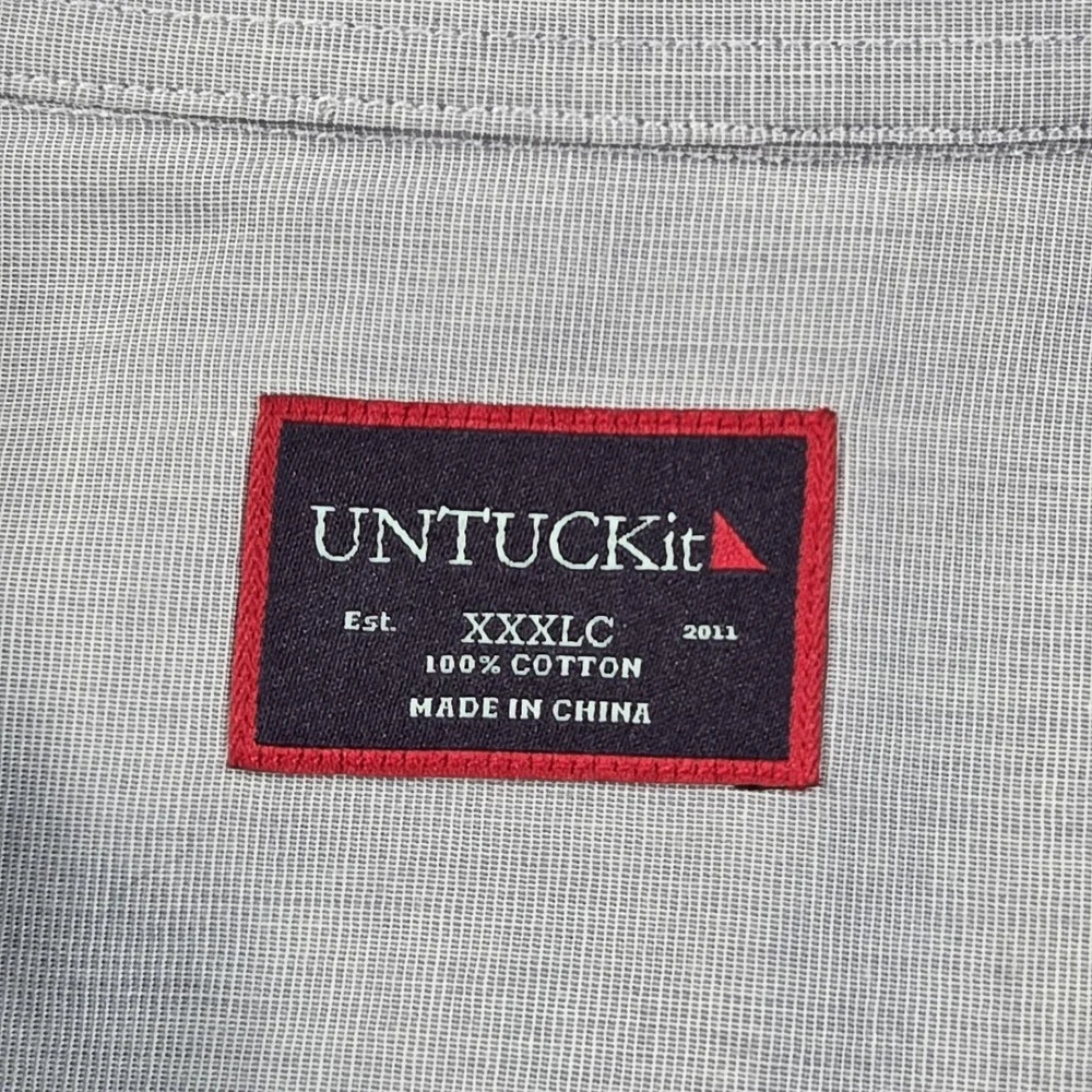 UNTUCKit Shirt Mens 3XL Gray Forged Solid Long Sleeve Button Front Casual Cotton